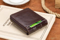Mens Wallet with Zipper Genuine Leather Purse With Coin Pocket Coffee