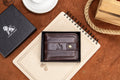 Mens Wallet with Zipper Genuine Leather Purse With Coin Pocket Coffee