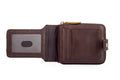 Mens Wallet with Zipper Genuine Leather Purse With Coin Pocket Coffee