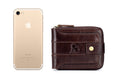 Mens Wallet with Zipper Genuine Leather Purse With Coin Pocket Coffee