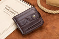 Mens Wallet with Zipper Genuine Leather Purse With Coin Pocket Coffee
