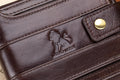 Mens Wallet with Zipper Genuine Leather Purse With Coin Pocket Coffee