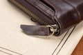 Mens Wallet with Zipper Genuine Leather Purse With Coin Pocket Coffee