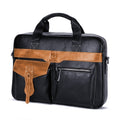 Men's Leather Business Bag Shoulder Conference Computer Messenger Bag Brown