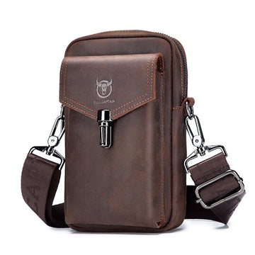 Men's Crazy Horse Leather Waist Belt Bag Phone Fanny Packs